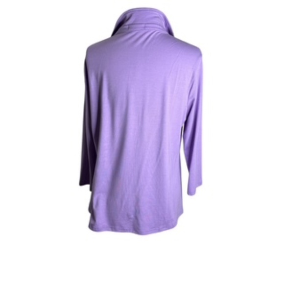 Orandesigne 3/4 Sleeve V-Neck Lavendar Blouse Size L - Picture 5 of 7